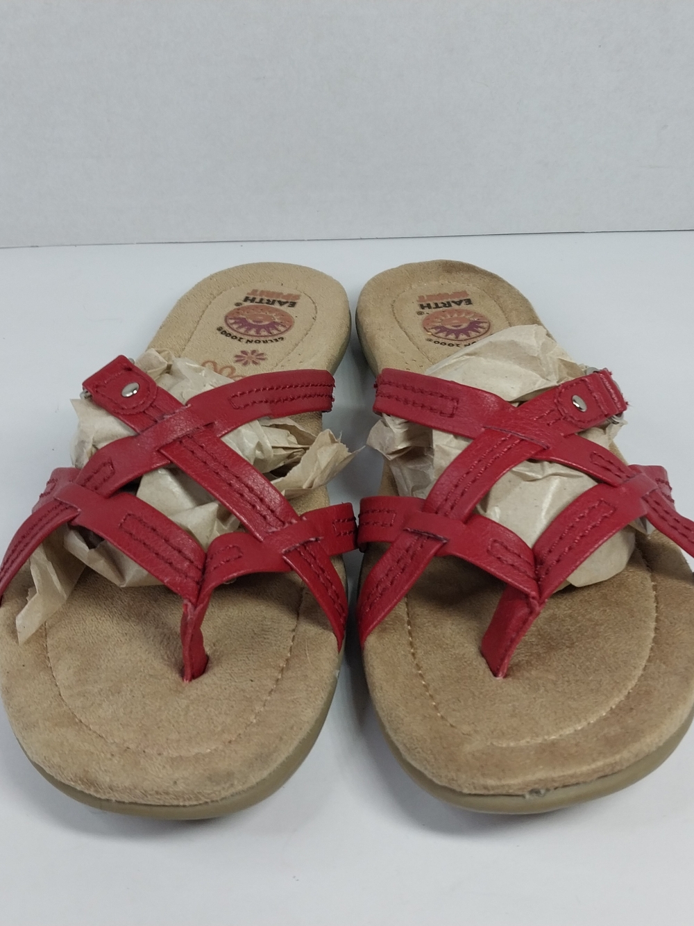 Earth Spirit Wini Slides Women's 6.5 Red Strappy Gelron 2000 Sandal Shoes Boho - Picture 2 of 12